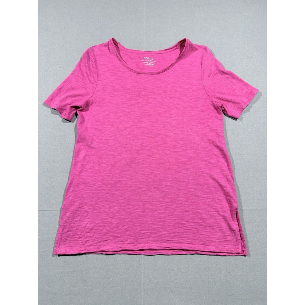 Chicos The Ultimate Tee Women’s Size 0 Small Hot Pink Short Sleeve T Shirt